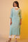 Blue Schiffli Straight Kurta