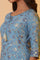 Blue Floral Gold Print Sequined Straight Cotton Kurta