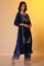 Blue Solid Embroidered Straight Woven Kurta