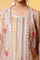 Beige Printed Sleeveless Kurta, Floral Gilet and Trouser Set