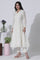 Off-White Anarkali Embroidered Kurta and Pants Set with Dupatta