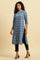 Blue Abstract Printed Cotton Kurta