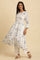 White Cotton Kurta With Blue Print