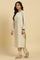 Off-White Cotton Kurta With Mirror Work