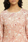 Pink Straight Kurta In White Floral Print