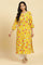 Yellow Straight Kurta With Multi-Coloured Floral Print