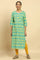 Green Geometric Printed Cotton Kurta