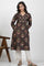 Brown Floral Printed Cotton Kurta