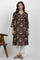 Brown Floral Printed Cotton Kurta