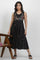 Black Cotton Sleeveless Dress With Embroidery