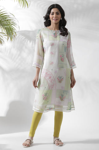 Multi-Coloured A-Line Printed Kota Kurta