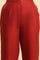 Red Cotton Flax Straight Pants With Embroidery