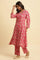 Pink Floral Printed A-Line Kurta, Pants And Dupatta Set