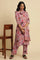 Pink Floral Printed Rayon Kurta, Pants And Dupatta Set