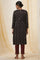 Black Printed Modal Sain Kurta With Neck Embroidery