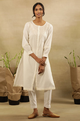 White Chikankari Cotton Kurta