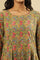 Green Multicolored Hand Block Print  Pleated Kurta