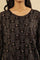 Black Printed Round Neck Flared Top In Lustrous Satin