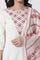 White Flared Mirror Work Kurta, Embroidered Salwar With Dupatta Set