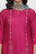 Pink Embroidered Shantung Kurta, Pants And Printed Dupatta Set