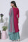 Dark Pink A-Line Embroidered Kurta, Culottes And Dupatta Set