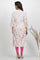 Pink Floral Printed Kurta And Tights Set