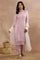 Purple Embroidered Kurta, Pants And Dupatta Set