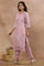 Purple Embroidered Kurta, Pants And Dupatta Set