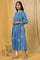 Blue Box Pleats Printed Kurta And Tights Set