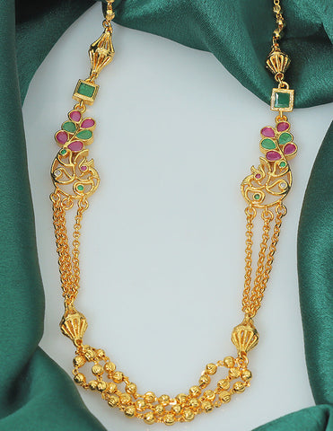 Designer Peacock Charm Temple Necklace Thali Chain