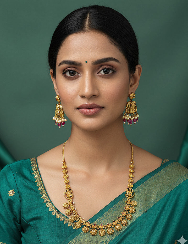 Designer Elegant Matt Kempu Necklace Set