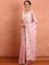 Baby pink satin saree with zardozi hand work