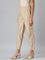 Women Medium Gold Solid Mid Rise Metallic Pants