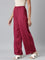 Women Dark Rose Solid Linen Palazzos