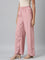 Women Baby Pink Solid Linen Palazzos