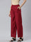 Women Light Maroon Solid Linen Palazzos