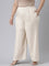 Women Light Beige Solid Linen Palazzos