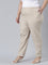 Women Beige Stripe Linen Pencil Pants