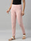 Women Solid Baby Pink Cotton Mid Rise Kurti Pants