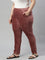 Women Solid Dark Rust Mid Rise Corduroy Jeggings