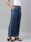 Women Solid Blue Denim Wide Leg Pants