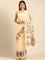 Cream kota saree with kalamkari appliqué work on Pallu