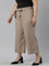 Women Solid Beige Linen Mid Rise Culottes