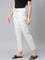 Women Striped White Linen Pencil Pants