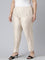 Women Medium Beige Solid Mid Rise Metallic Pants