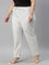 Women Striped White Linen Pencil Pants