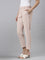 Women Baby Pink Crepe Pants