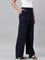 Women Navy Solid Linen Palazzos