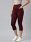 Women Solid Maroon High Rise Training Capri