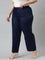 Women Solid Navy Viscose Mid Rise Casual Pants